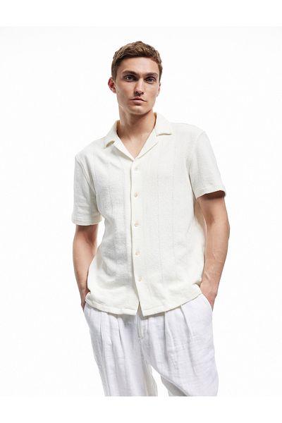 Koton Turn-Down Collar Regular Fit Terry Fabric Cotton Short Sleeve Shirt