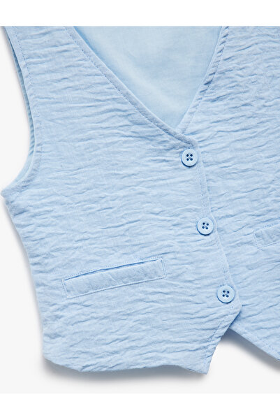 Koton Γιλέκο με κουμπιά με βαμβακερή επένδυση V λαιμόκοψης