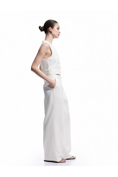 Koton Viscose Fabric Pleated Detailed Pocket Palazzo Trousers