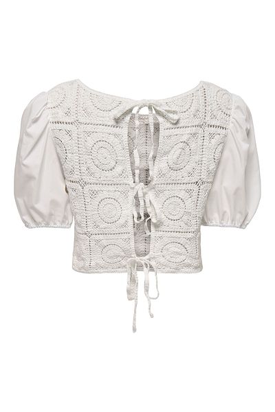 ONLY Onlcharis Cotton Embroidered Regular Fit Balloon Sleeve Top Top 15346915