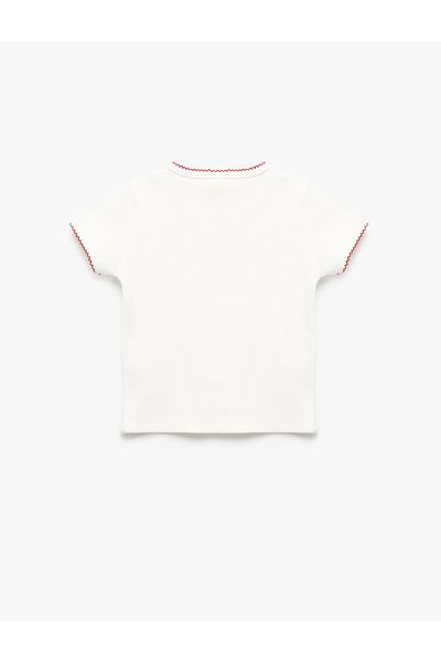 Koton Bow Detailed Short Sleeve Crew Neck Cotton T-Shirt