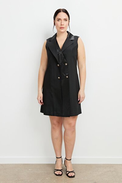 accort Büyük Beden Ceket Elbise-SİYAH