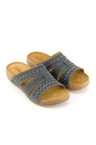 GEZER Feichtingen Γυναικεία καλοκαιρινή σόλα από γνήσιο δέρμα Άνετη σόλα καθημερινή παντόφλα