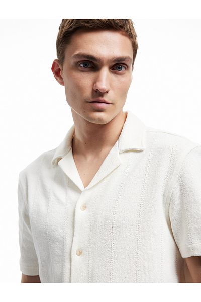 Koton Turn-Down Collar Regular Fit Terry Fabric Cotton Short Sleeve Shirt