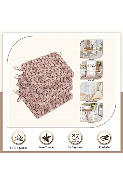 Evim Canvas 6-Piece Wicker Liquid-Proof Stain-Proof Zippered Lace Chair Cushion 40 X 40 cm