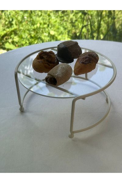 Edora Home Beige Small Size Presentation Stand Metal Gift Decoration Treat / Transparent Plexiglass / Stainless