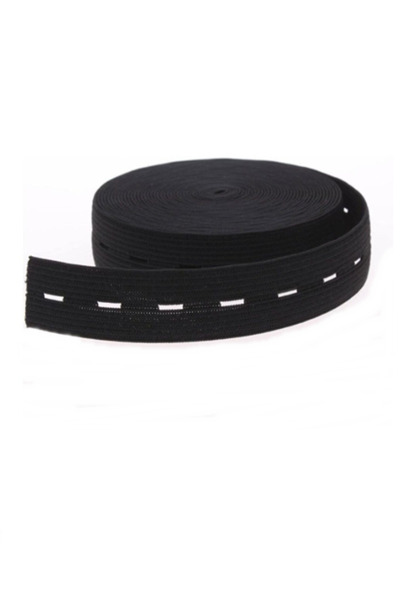 Kezban Tekstil SİYAH Renk Delikli-ilikli Lastik 2 Cm Eninde 2 Metre Uzunluk