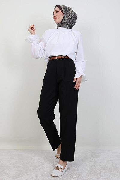 GİYZAMİLA Belted Pencil Pants Black
