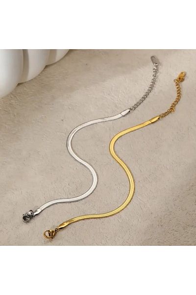 Tasarım Steel Jewelry Set Bracelet Italian Crush Model Double 0.4 mm Width 17 cm Length Additional 5 cm Gold Silver