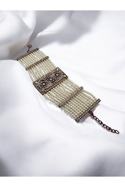 FUYA JEWELLERY Zirkon Taşlı Hasır İnci Bileklik