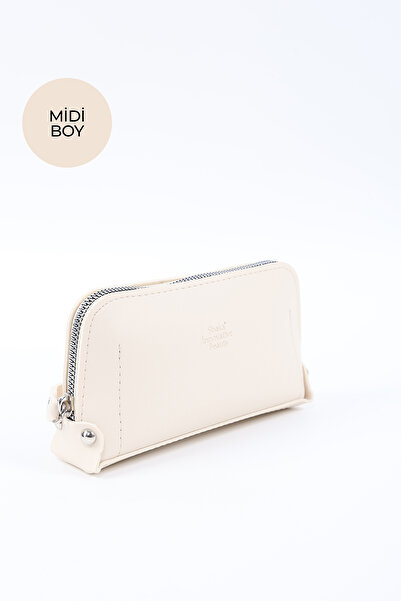 SHAKA Cream Shk222 Faux Leather, Zippered, 4 Compartments, Strap Phone Wallet and Handbag