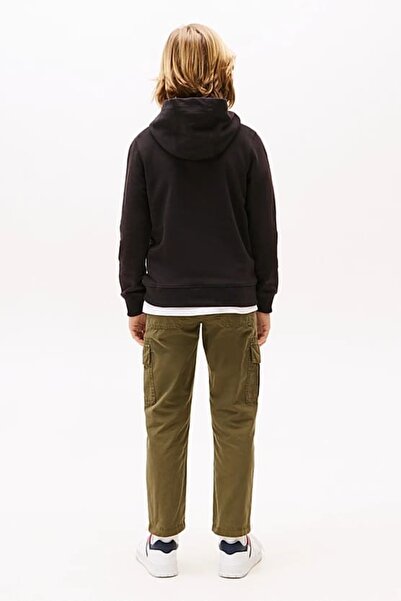 Tommy Hilfiger Unisex Çocuk Th Essential Hoodie Kapüşonlu Sweatshirt - Siyah