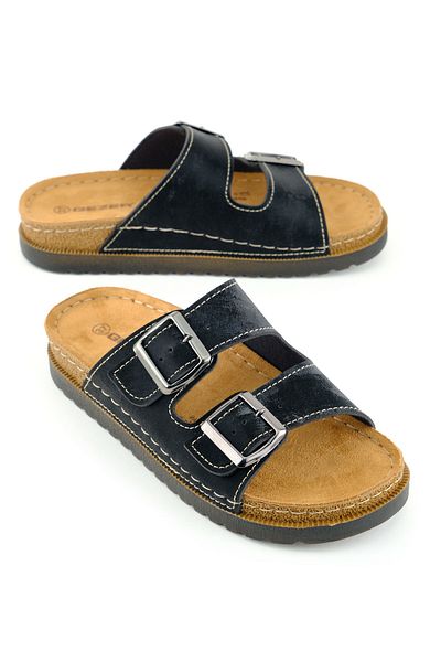 GEZER Women's Summer Faux Leather Two Buckle Adjustable Comfort Sole Daily Slippers