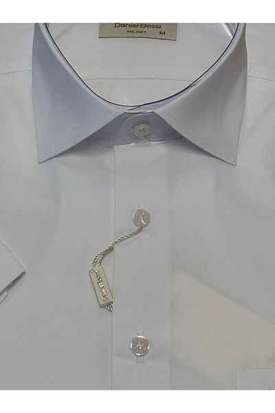 Daniel Bessi Short Sleeve Classic Cut Basic Men's Shirt with Pockets