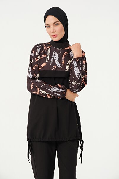 TESMAY Crop Detailed Athlete Full Closed Hijab Μαγιό 3013-25 Μαύρο