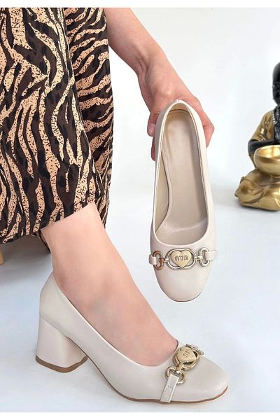 KAZAX Lucky Beige Skin Heeled Shoes