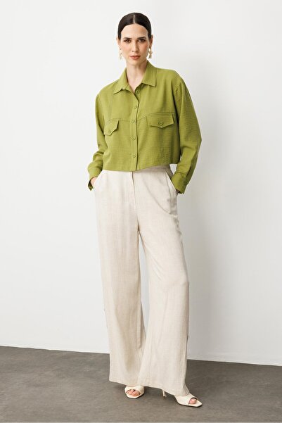 accort Cep Detay Crop Gömlek-Y.YEŞİLİ