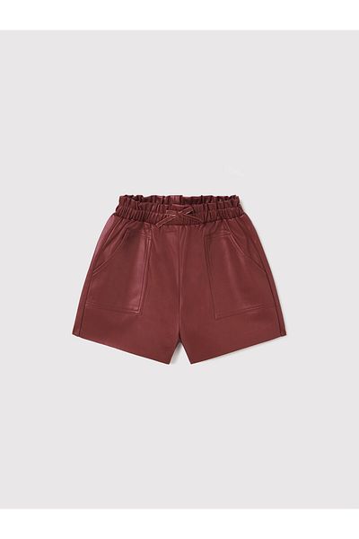 MAYORAL Girl Faux Leather Shorts 7206 Burgundy