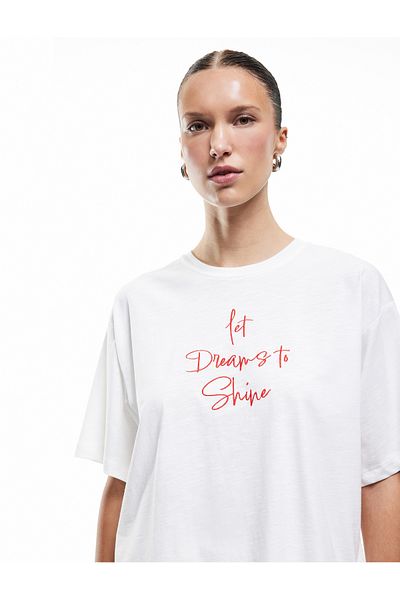 Koton Cotton Short Sleeve Crew Neck Printed T-Shirt