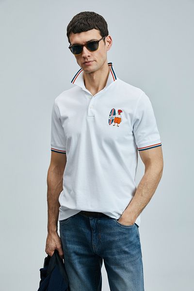 Lufian Tricou polo pentru bărbați Sansa Smart alb