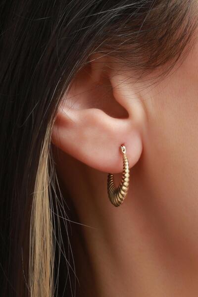 Bayar Gold 14 Ayar Altın İstiridye Küpe 2 cm