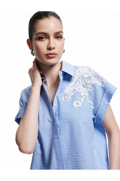 Koton Cămașă fără mâneci cu guler clasic și broderie florală detaliată