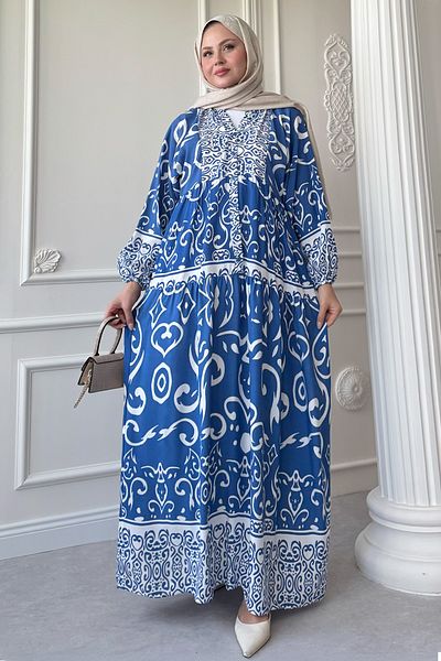 InStyle Rochie din viscoză indigo cu model spiralat