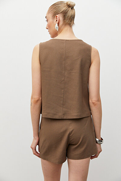 urban focus Linen Shorts with Elastic Waist