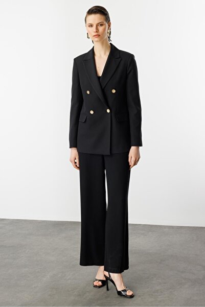 accort Kruvaze Yaka Hürrem Ceket-SİYAH