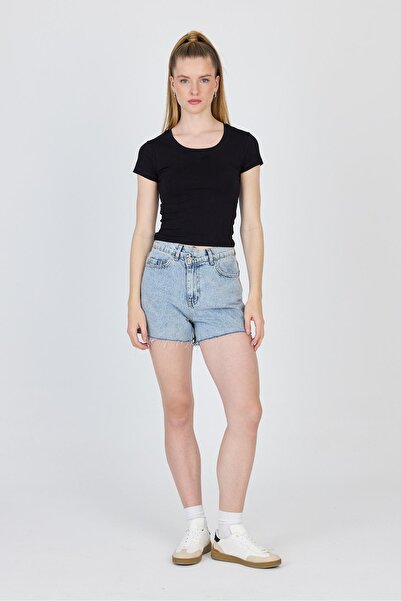 Rays Μαύρο μπλουζάκι Crew Neck Basic Crop 9200M