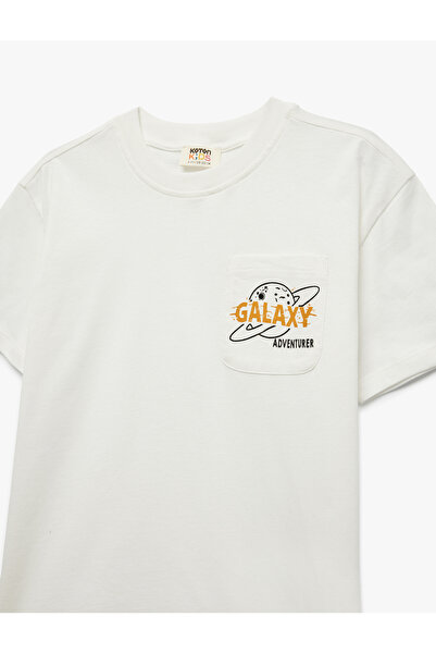 Koton Cotton Pocket Detailed Printed Crew Neck Short Sleeve T-Shirt