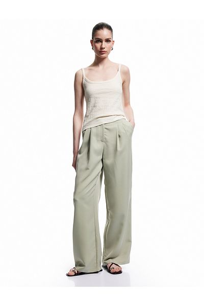 Koton Relaxed Cut Pocketed Pleated Detail Modal Fabric Blend Palazzo Pants