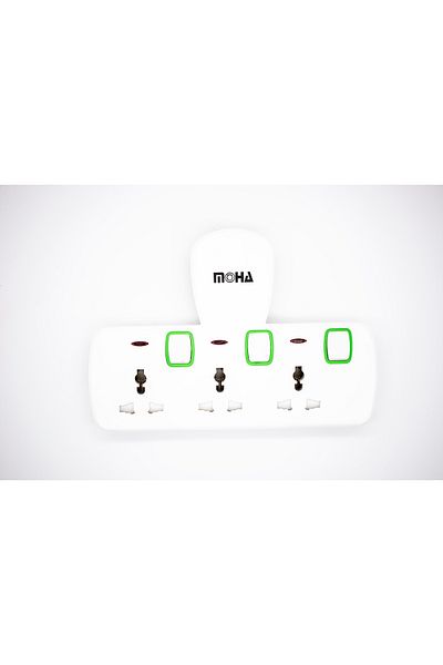 Moha Multi Plug Extension Socket, 3 Way Electrical Outlet Extender, Wall Charger, Universal Plug Adapter,
