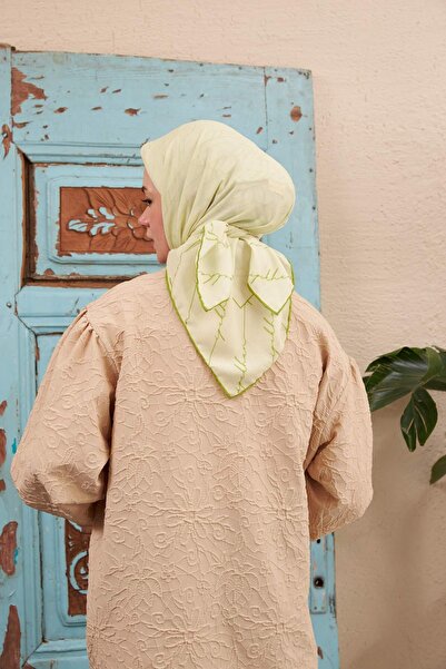 İpekhan Λεπτό βαμβακερό μαντίλι με μοτίβο γραφής