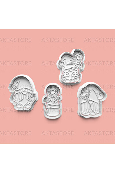 AKTASTORE قالب كوكيز قزمي لتزيين الزهور وقالب عجينة السكر، مجموعة من 4 قطع 00...