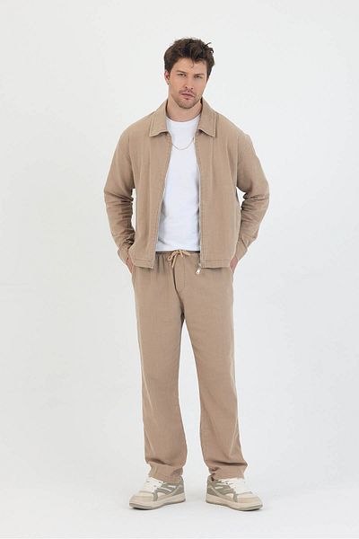 Cosplay Zipper Jacket Pantalon Double Suit Men's Relax Fit Washed