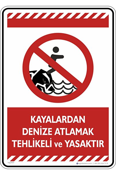 isgtabelam 25 × 35 سم/ملصق مضيء/القفز من الصخور إلى البحر خطير ومسرَّح عليه ع...