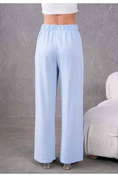 Fresh&Moda Women's Linen Elastic Waist Comfortable Wide Leg Trousers