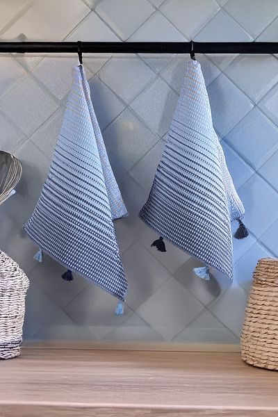 Akaystore Velona Pompom 2 bucăți prosop de bucătărie 40 x 60 cm cârpă de uscare 100% bumbac