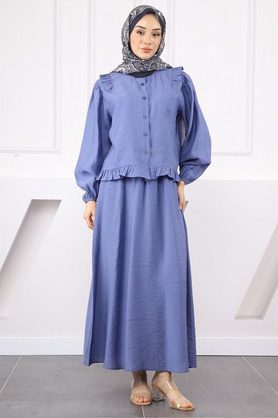 İmajButik Σετ πουκάμισο Indigo με φούστα
