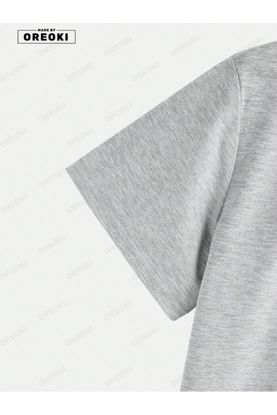 EFFRENATU Bklyn Printed Cotton Fabric Men's Gray T-Shirt- Black Shorts Set