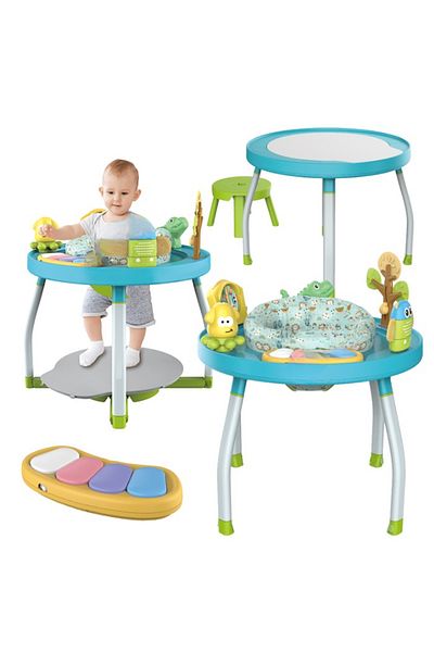 WePro Store Saltea și masă pentru bebeluși 5 în 1, scaun rotativ la 360°, lumini, sunete – reglabil, albastru, 6 luni+