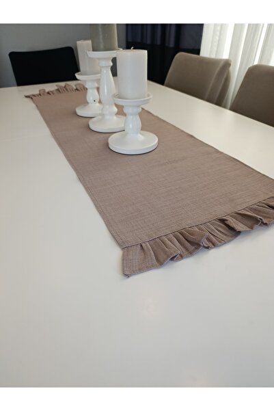 belladuri مفرش كتان جاردينيا مكشكش، مفرش كتان ريفي، 112x35