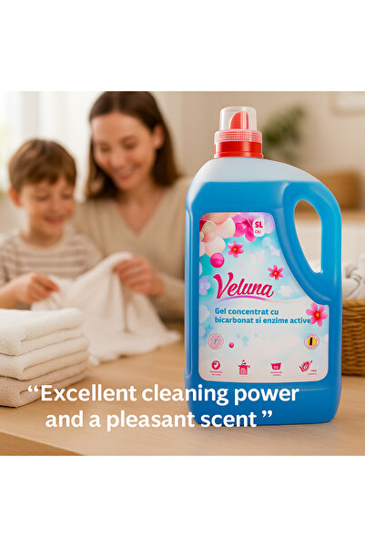 Veluna Pachet Veluna Total Care 10L-5L Dtergent GEL- Bicarbonat&Enzyme + 5L Super Balsam+CADOU-100spalari