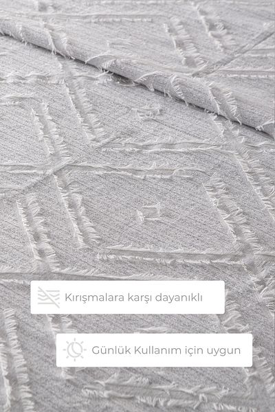 EVOTTO HOME COLLECTİON Anna Delux Double Multi-Purpose Bedspread Set Gray Cotton Duvet Cover Set Daily 220X240