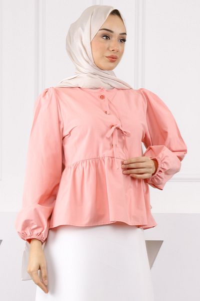 İmajButik Πουκάμισο Poplin με μανίκια σε πούδρα