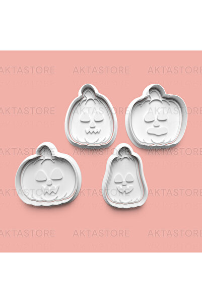 AKTASTORE مجموعة قوالب بسكويت على شكل قرع وقوالب عجينة السكر مكونة من 4 قطع