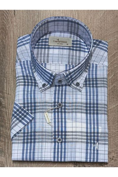 Daniel Bessi Classic Cut 80% Cotton 20% Polyester Short Sleeve Men's Shirt with Pockets