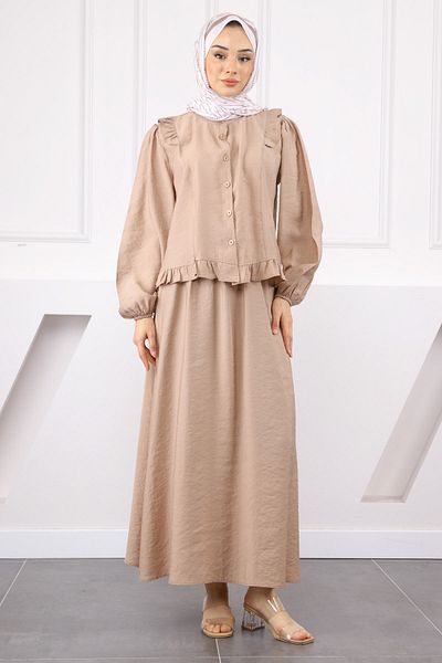 İmajButik Σετ πουκάμισο βιζόν με φούστα