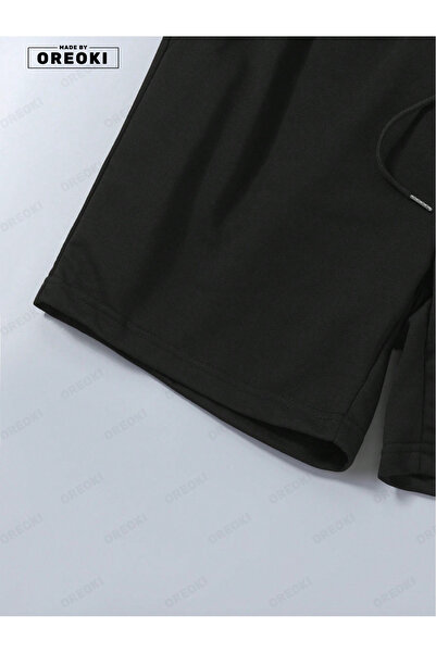 EFFRENATU Bklyn Printed Cotton Fabric Men's Gray T-Shirt- Black Shorts Set